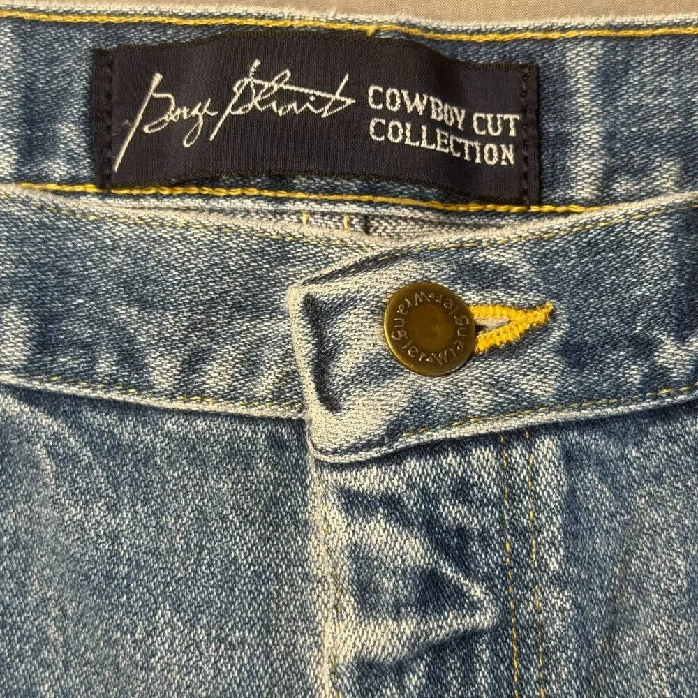 Wrangler George Straight Slim Cowboy Cut ‎ Blue Jeans Mens 34x30 Western STAINS